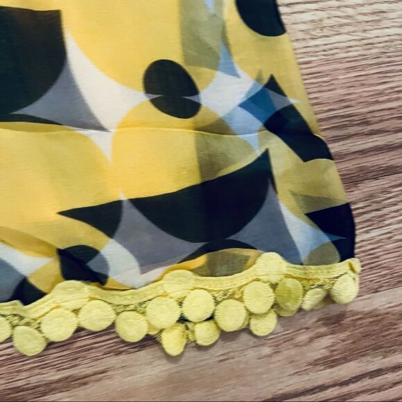 NWT TCEC Barami Yellow & Black Lined  100% Silk Sleeveless Top Embroidered Trim - Picture 7 of 11